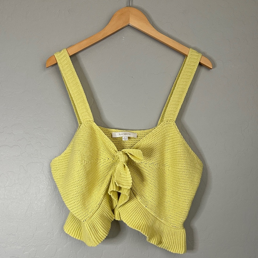 Anthropologie Flat White Tie-Front Sweater Tank - Picture 3 of 7